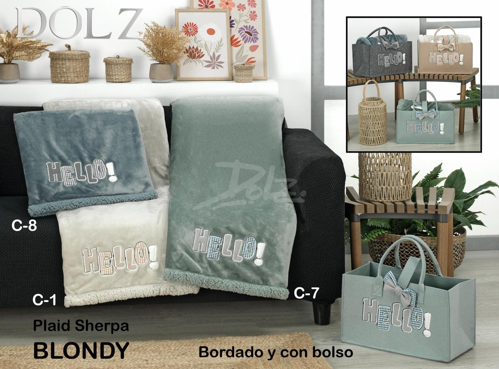 Plaid Blondy sherpa + bolso revistero - Imagen 1