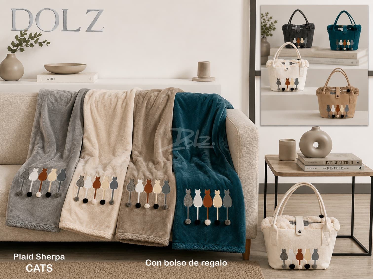 Plaid Cats + bolso revistero - Imagen 1
