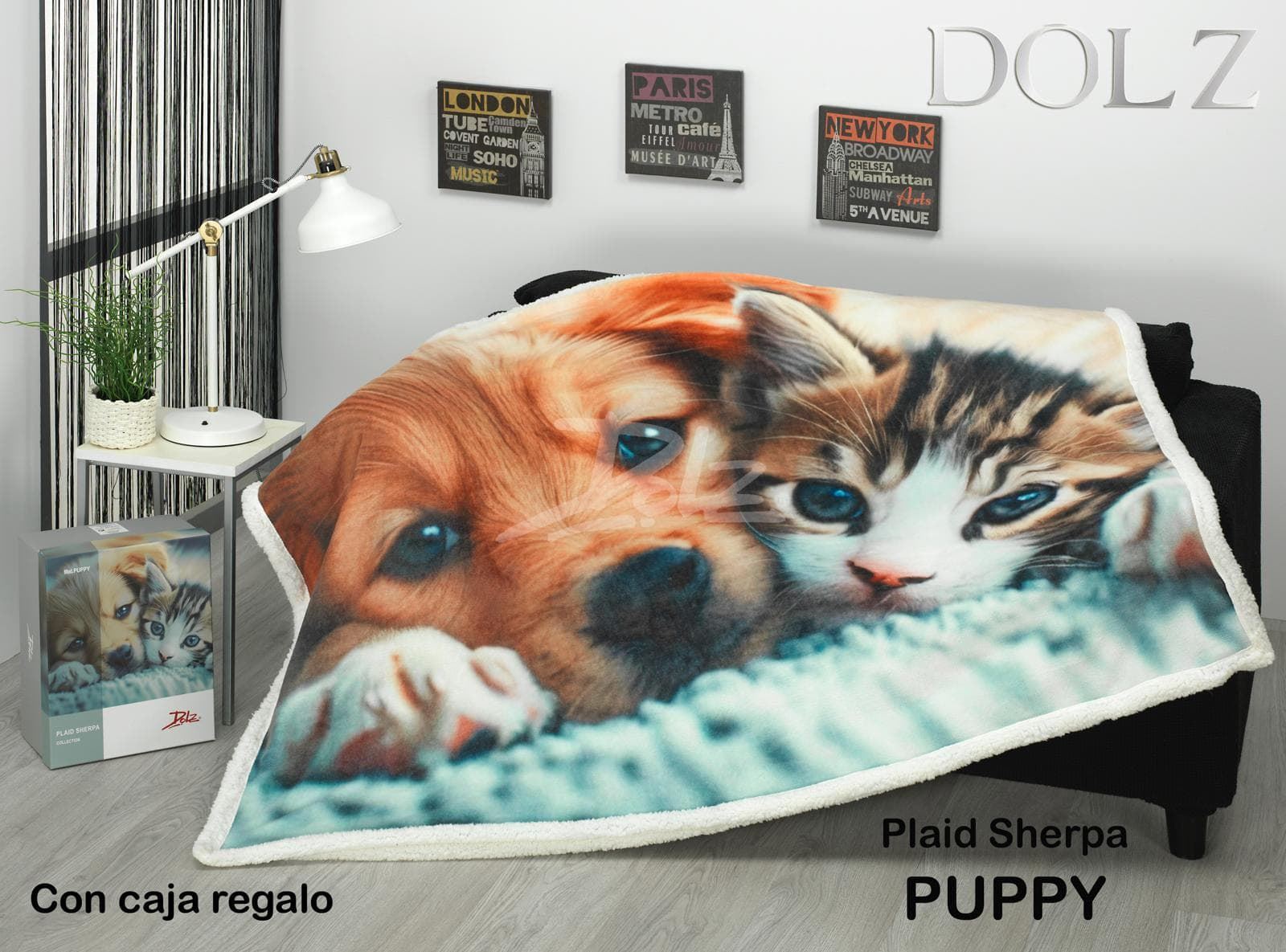 Plaid Puppy sherpa - Imagen 1